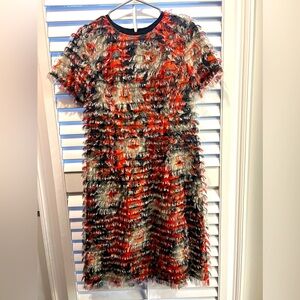 WORTH New York  Floral Eyelash Dress  Womens Sz-8  Lined  Shealth  Red and Black